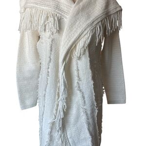 J. Jill Ivory Fringe Wrap Sweater